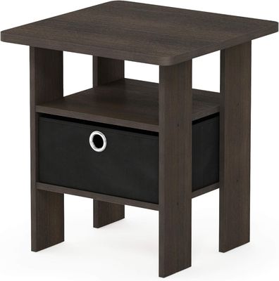 Sturdy End Table Side Table Nightstand with Bin Drawer