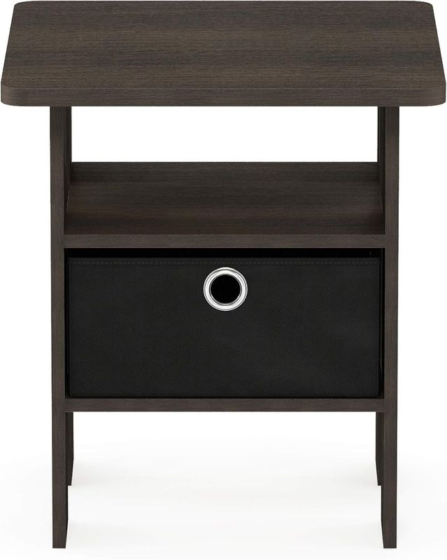 Sturdy End Table Side Table Nightstand with Bin Drawer