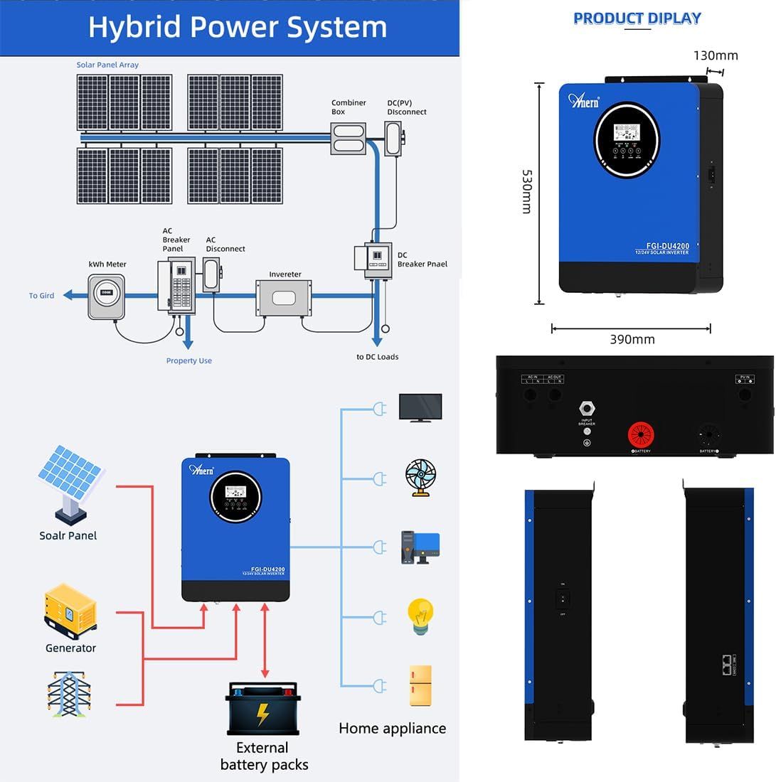 24V Solar Inverter 230V Pure Sine Wave Low Frequency MPPT Off Grid Power Inverter