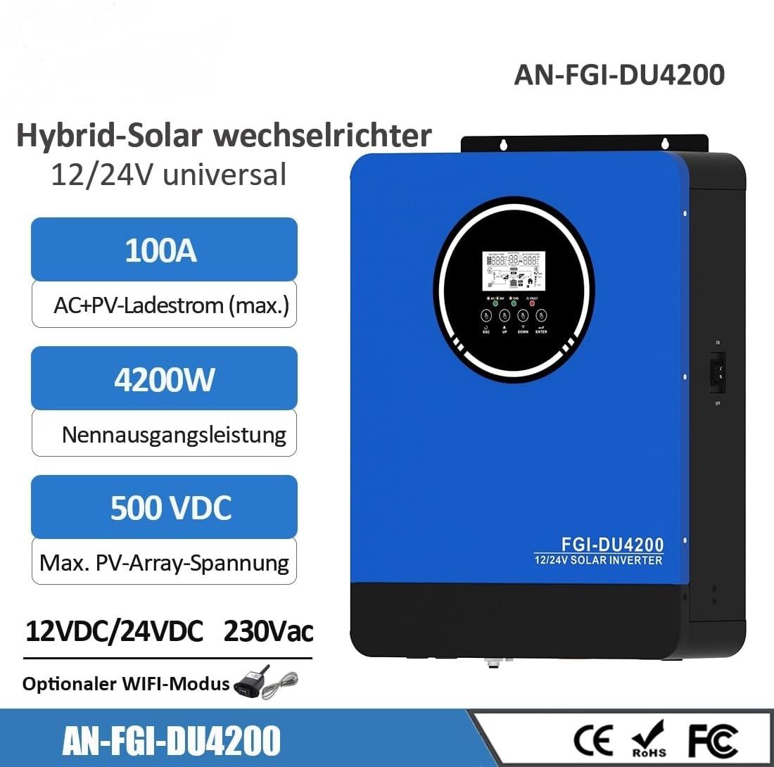 4.2kW Eco Solar Hybrid Inverter – 24V, 100A MPPT, Pure Sine Wave, 230V AC
