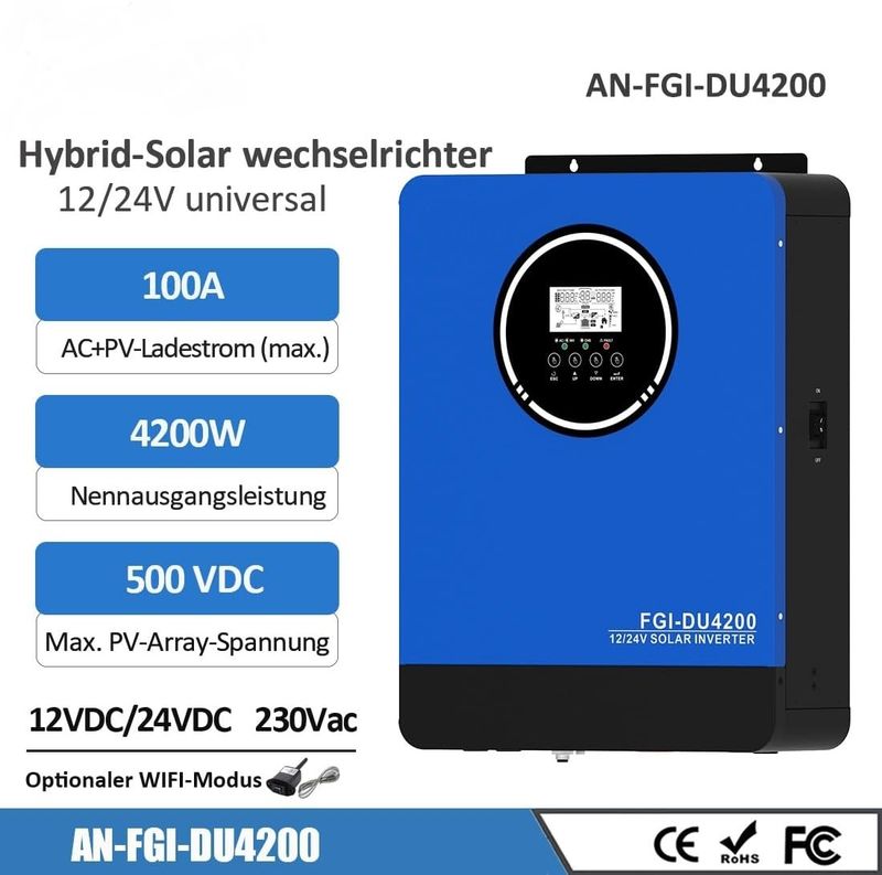 4.2kW Eco Solar Hybrid Inverter – 24V, 100A MPPT, Pure Sine Wave, 230V AC