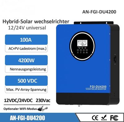 4.2kW Eco Solar Hybrid Inverter – 24V, 100A MPPT, Pure Sine Wave, 230V AC