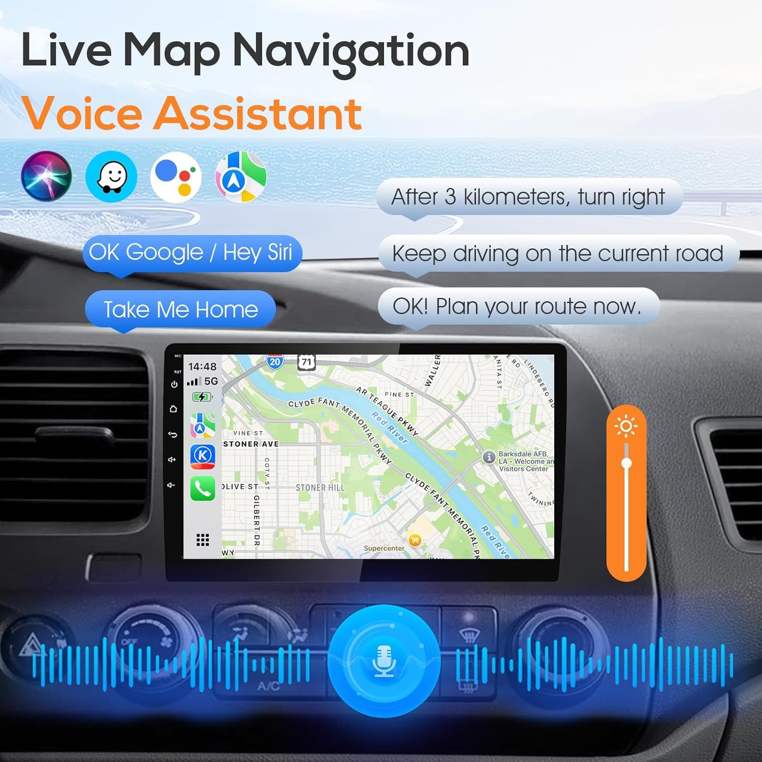 10.1 Inch Car Stereo Radio with Wireless CarPlay &amp; Android Auto, GPS, Bluetooth, Mirror Link, FM/AM/RDS &amp; Voice Control