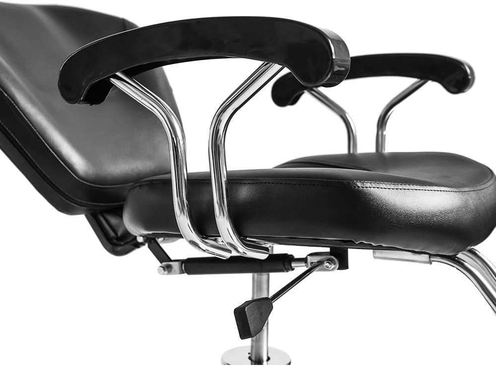 Hydraulic Reclining Barber Chair Black PU Leather 360° Swivel