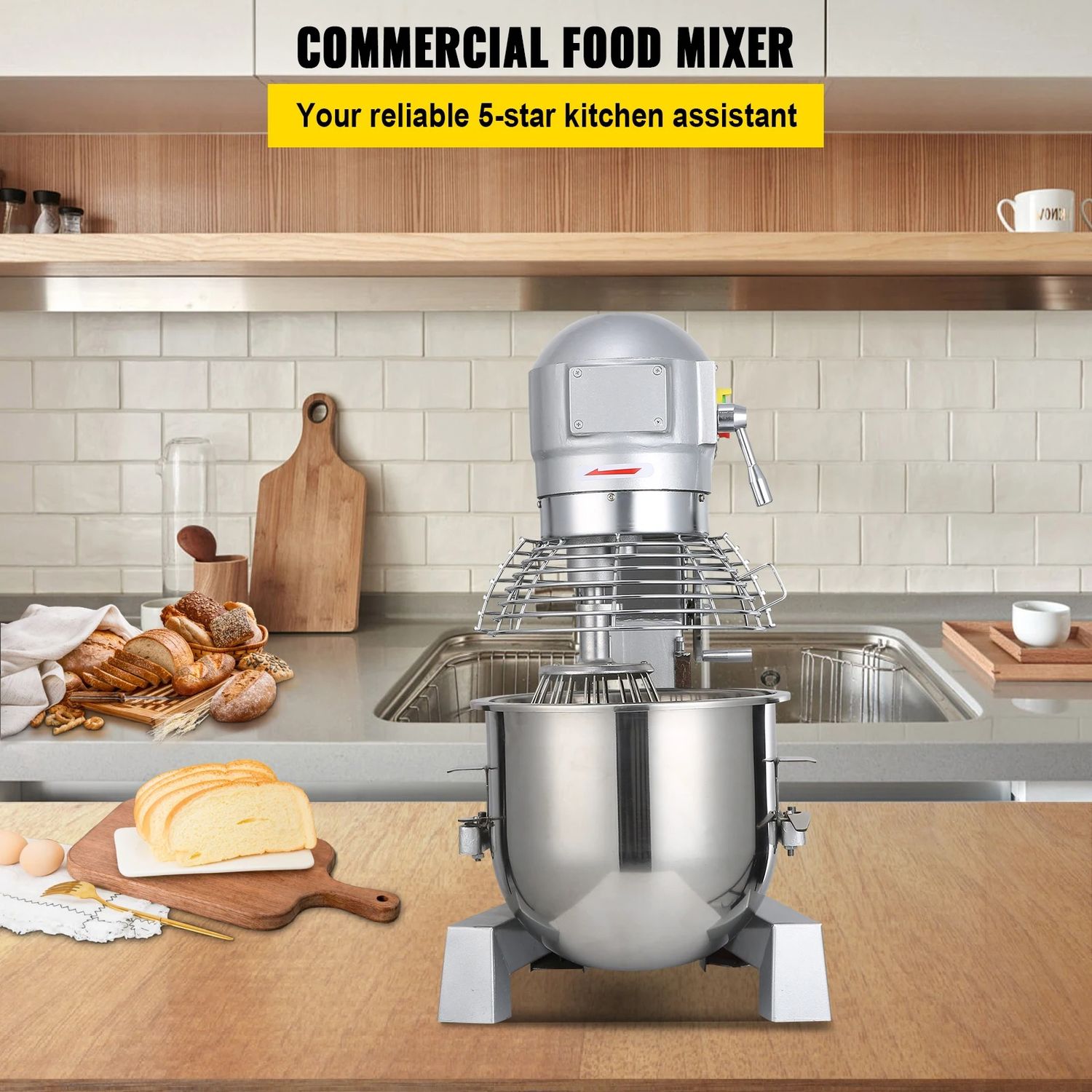 15QT Industrial Kitchen Mixer – Commercial 3-Speed Food Mixer