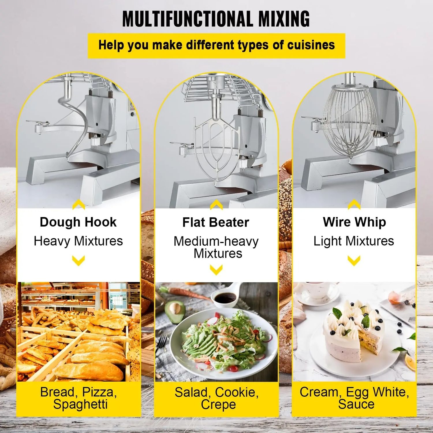 15QT Industrial Kitchen Mixer – Commercial 3-Speed Food Mixer