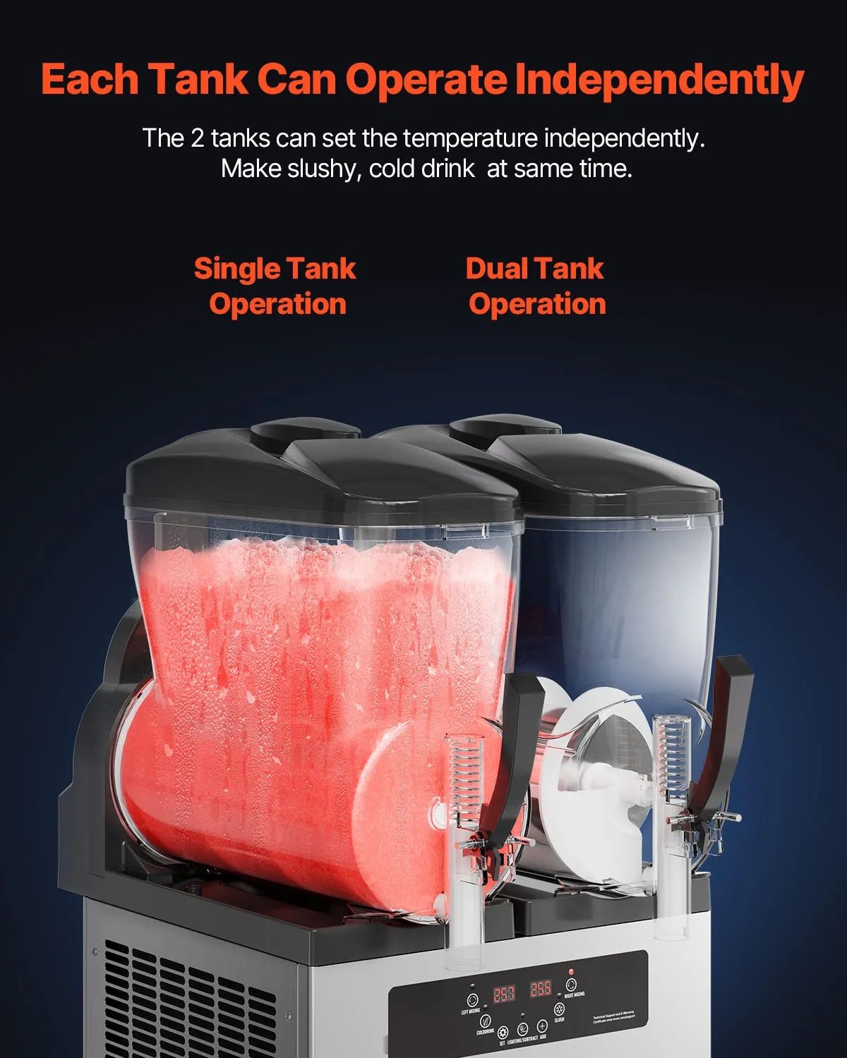 Slush Machine 24L Commercial Slushy Machine – Dual 12L Tanks, Independent Controls &amp; Automatic Cleaning