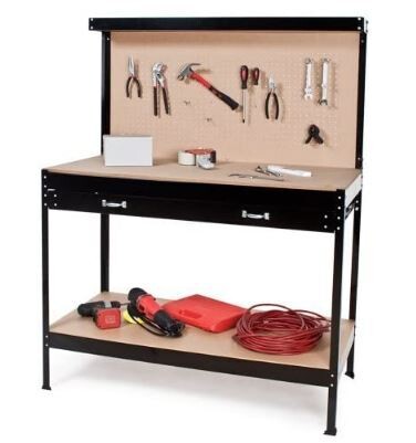 Work Bench Steel 120x60cm with Drawers &amp; Panel