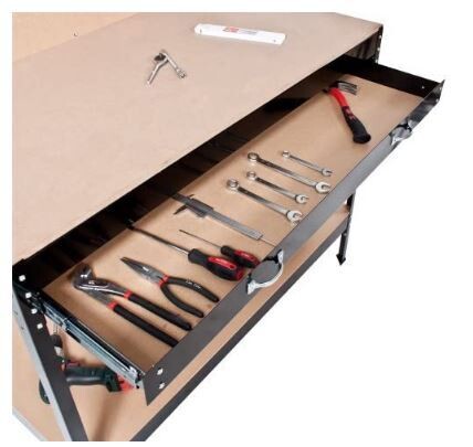 Work Bench Steel 120x60cm with Drawers &amp; Panel