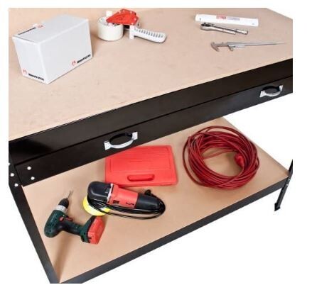 Work Bench Steel 120x60cm with Drawers &amp; Panel