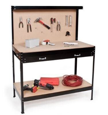 Work Bench Steel 120x60cm with Drawers &amp; Panel