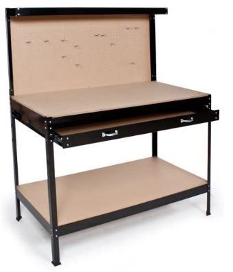 Work Bench Steel 120x60cm with Drawers &amp; Panel