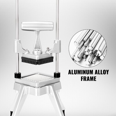 Stainless Steel Commercial Manual Vegetable &amp; French Fry Cutter – 0.8cm Blade with Replacement Blades