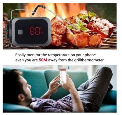 Bluetooth Meat Thermometer IBT-2X Digital BBQ Grill Oven Probe 300°C