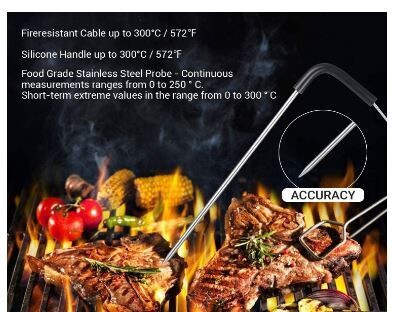 Bluetooth Meat Thermometer IBT-2X Digital BBQ Grill Oven Probe 300°C