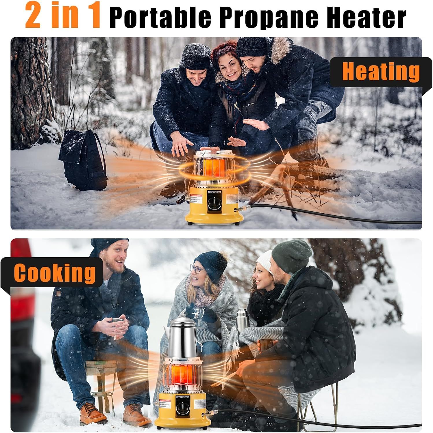 Portable 2-in-1 Portable Propane Heater &amp; Camping Stove – 13,000 BTU
