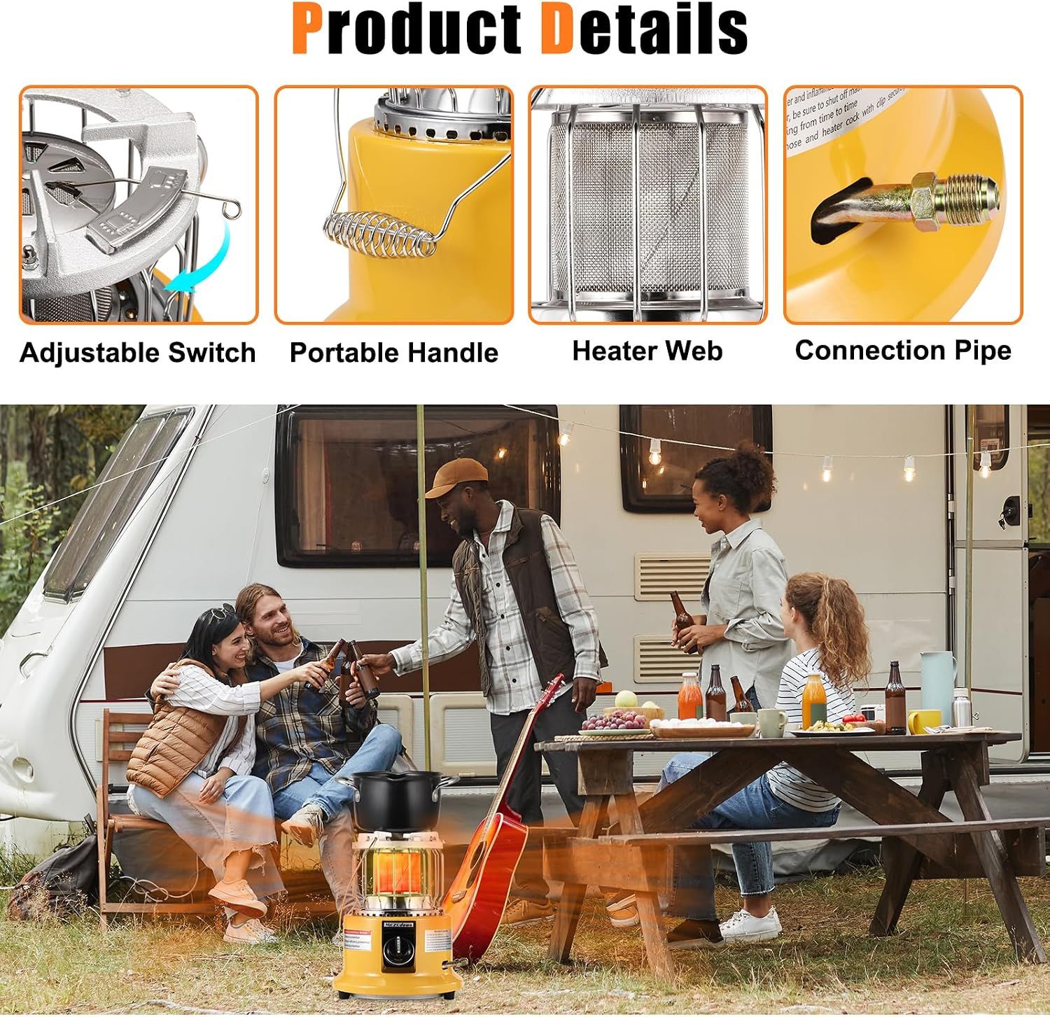 Portable 2-in-1 Portable Propane Heater &amp; Camping Stove – 13,000 BTU