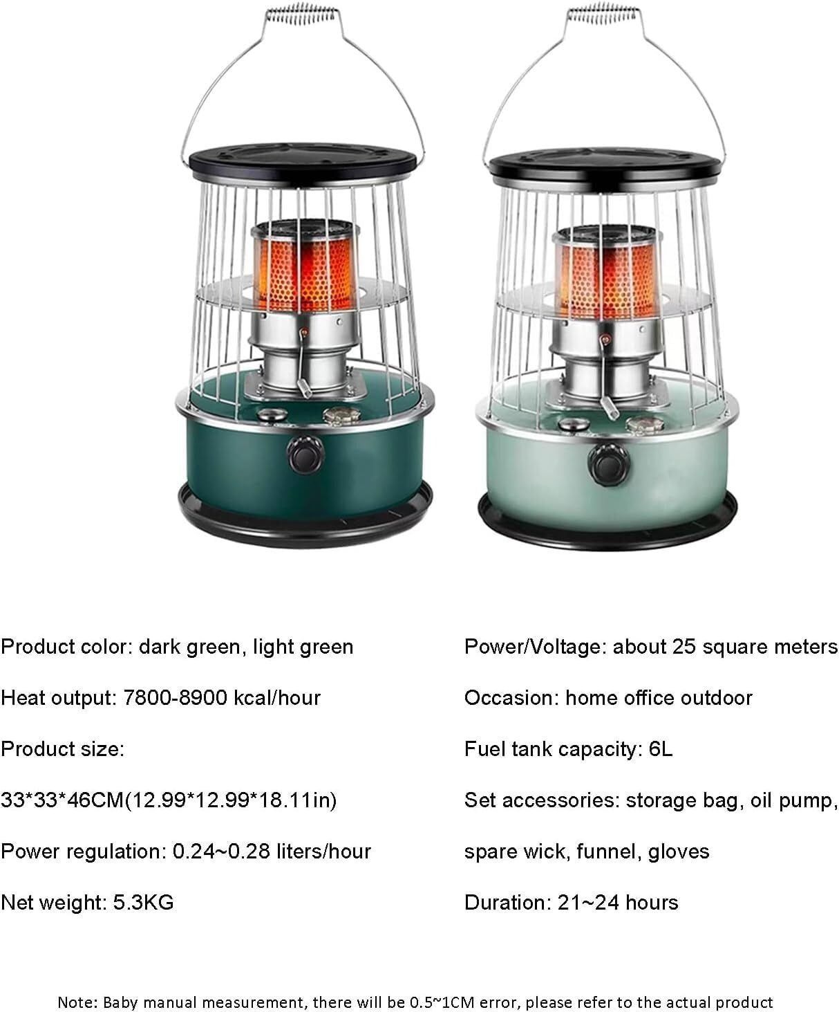 Portable 2600W Kerosene Heater &amp; Cooking Stove – Portable Radiant Heat, Green