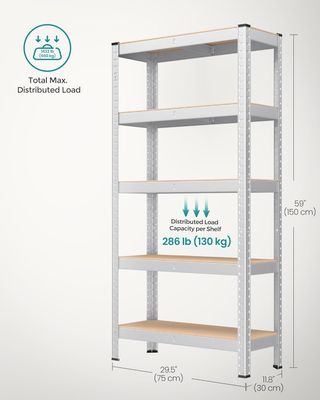 5 Tier Heavy Duty Steel Storage Shelving Unit 650kg