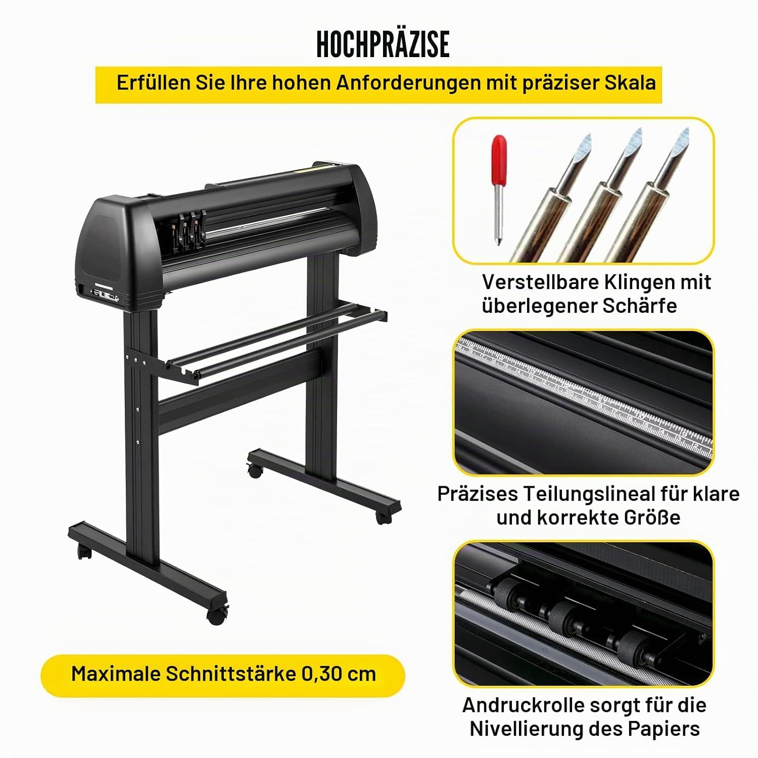 870mm Vinyl Cutting Machine Plotter, LED Sign Cutter with Adjustable Speed &amp; Force, Software Support for Mac &amp; Windows