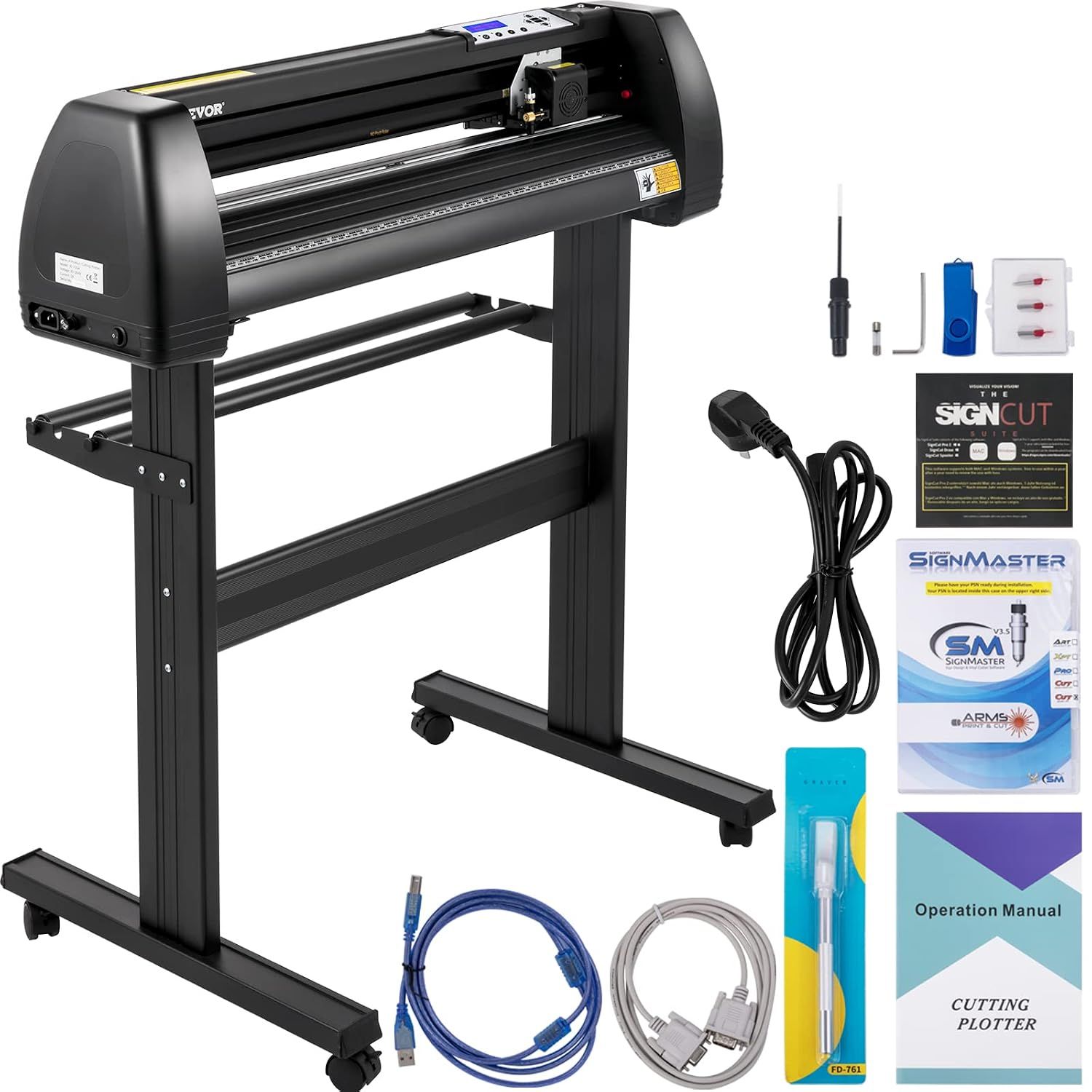 870mm Vinyl Cutting Machine Plotter, LED Sign Cutter with Adjustable Speed &amp; Force, Software Support for Mac &amp; Windows