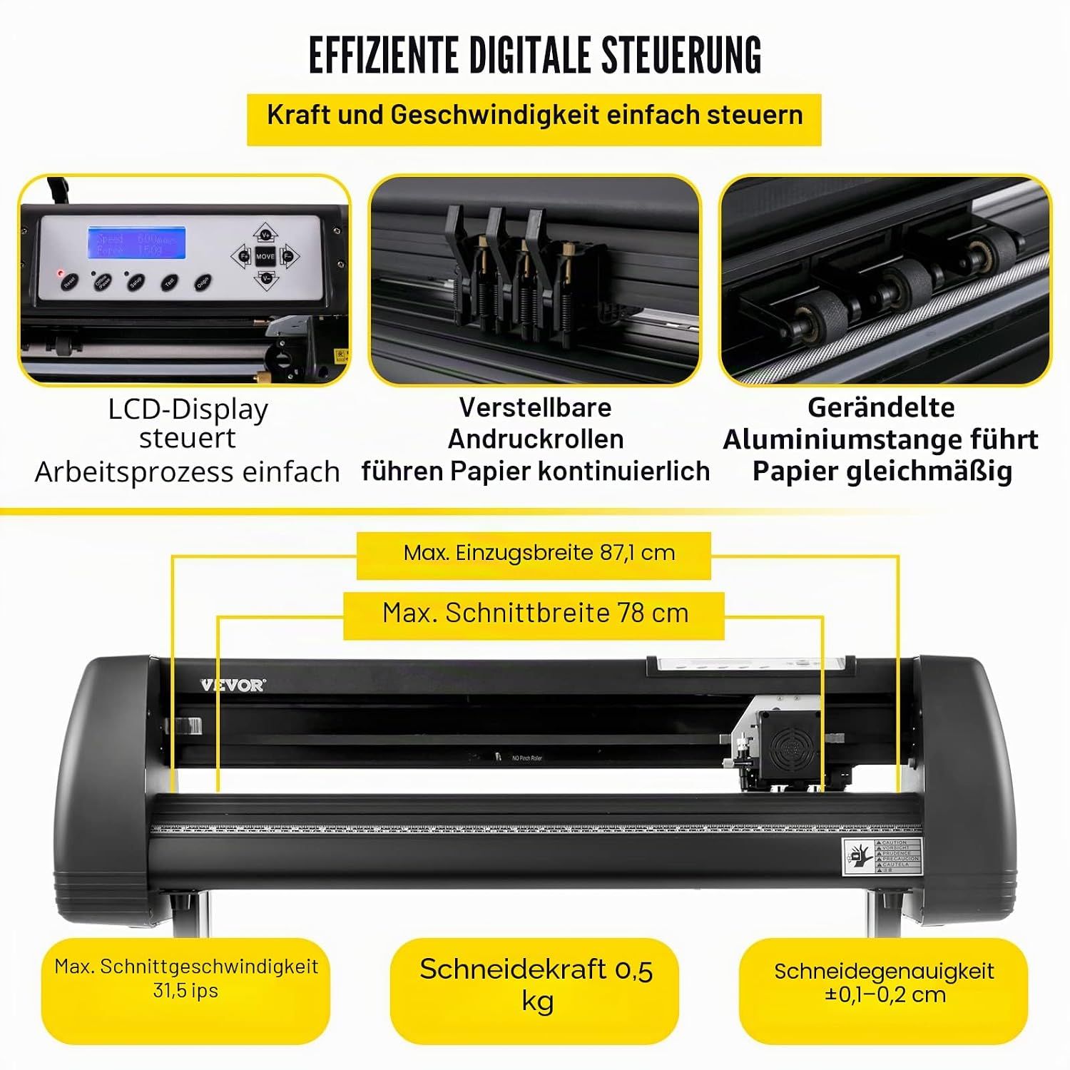 870mm Vinyl Cutting Machine Plotter, LED Sign Cutter with Adjustable Speed &amp; Force, Software Support for Mac &amp; Windows