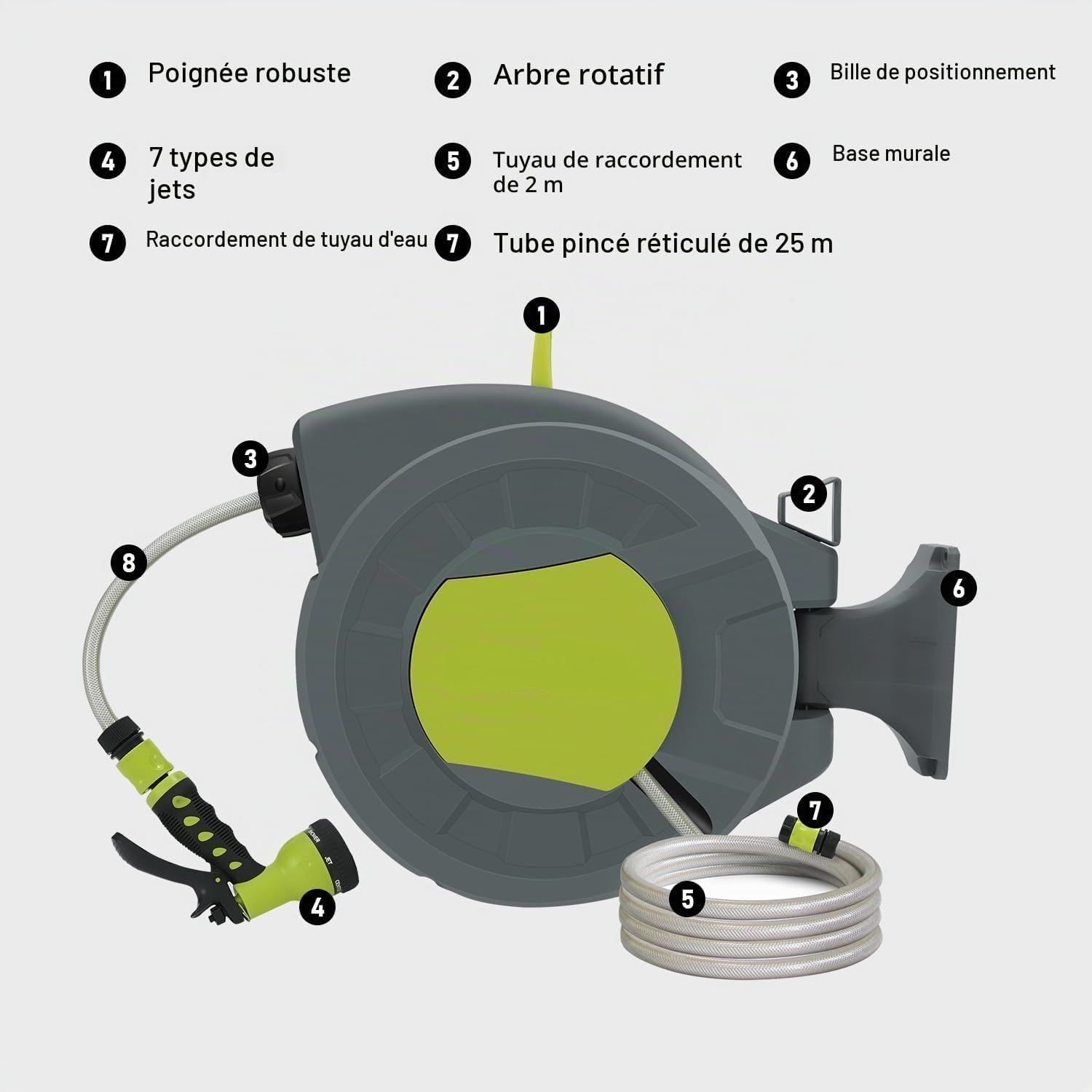 Garden Hose Reel 25m Automatic Wall Mounted