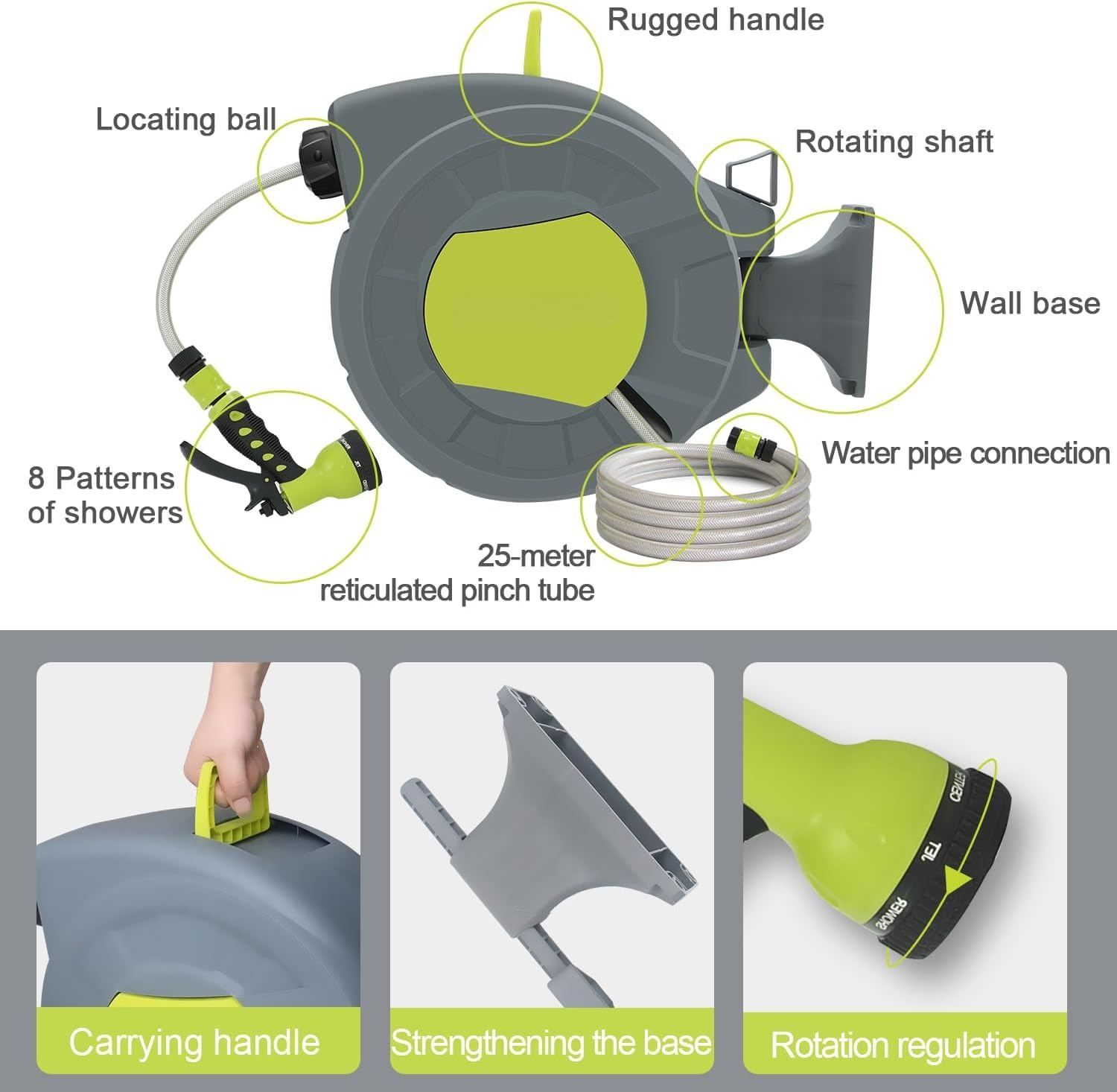 Garden Hose Reel 25m Automatic Wall Mounted