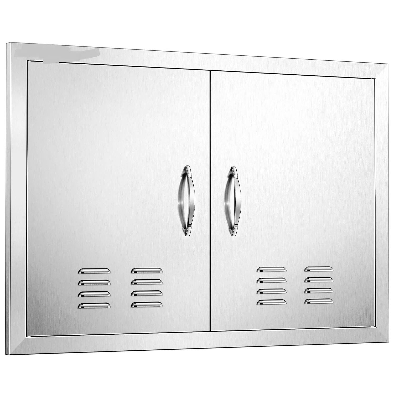BBQ Access Door 30 x 21 Inch, Double Stainless Steel Outdoor Kitchen Cabinet Door with Handles &amp; Vents for BBQ Island