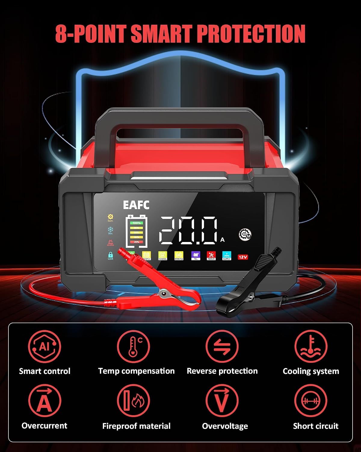 Car Battery Charger 20A 12V 24V Maintainer