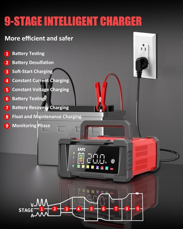 Car Battery Charger 20A 12V 24V Maintainer