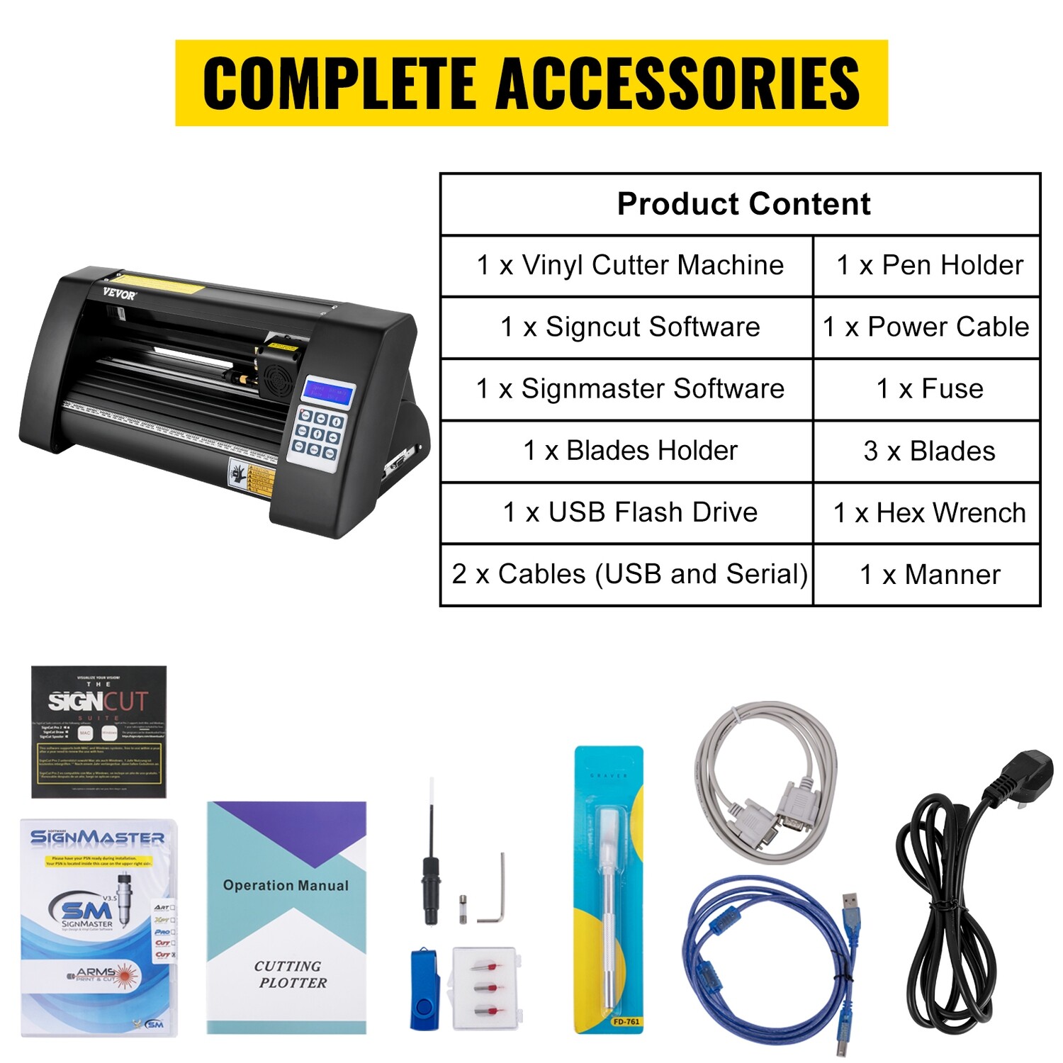 Vinyl Cutter Plotter 14" Semi-Automatic 375mm Backlight Signcut 3 Blades