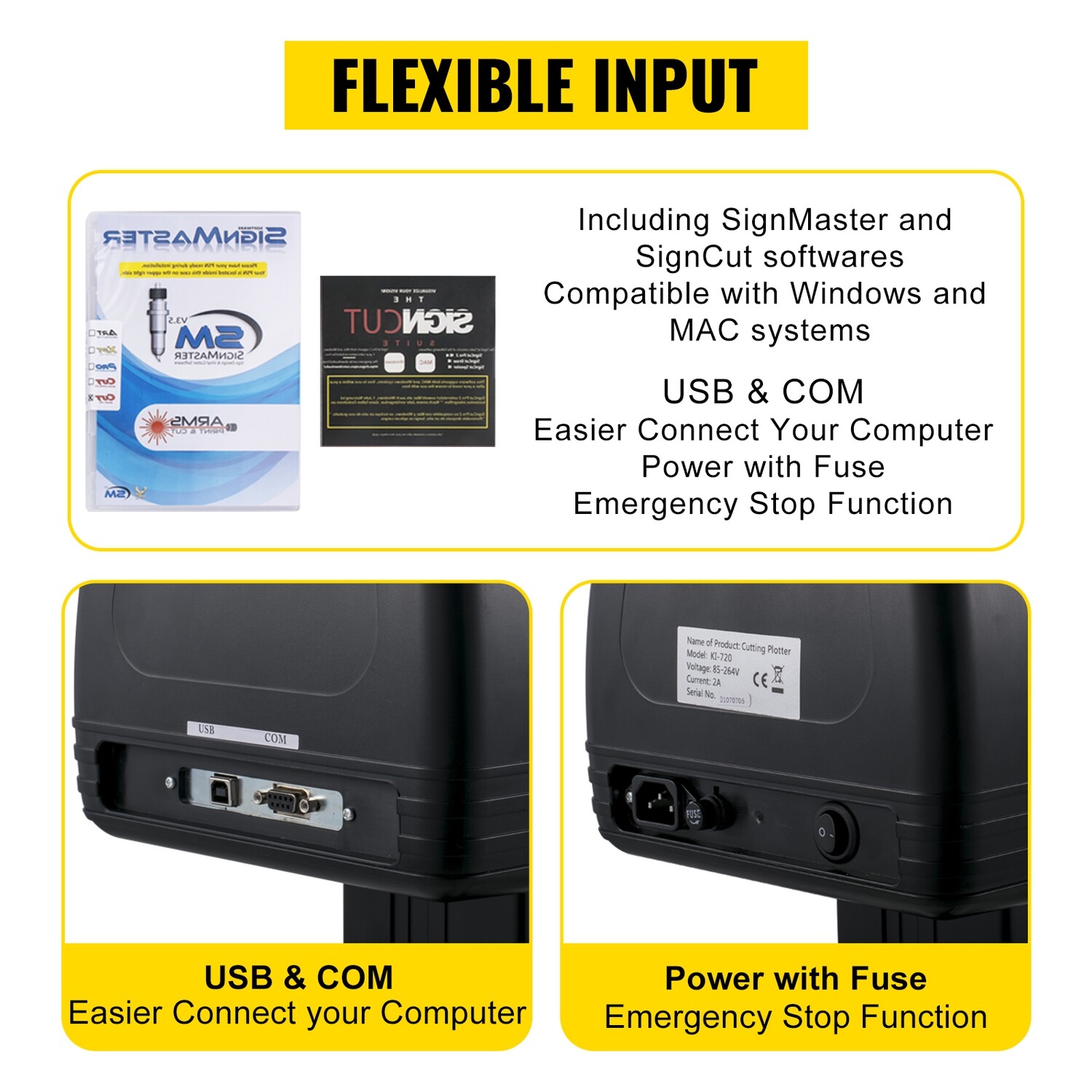 Vinyl Cutter Plotter 14" Semi-Automatic 375mm Backlight Signcut 3 Blades