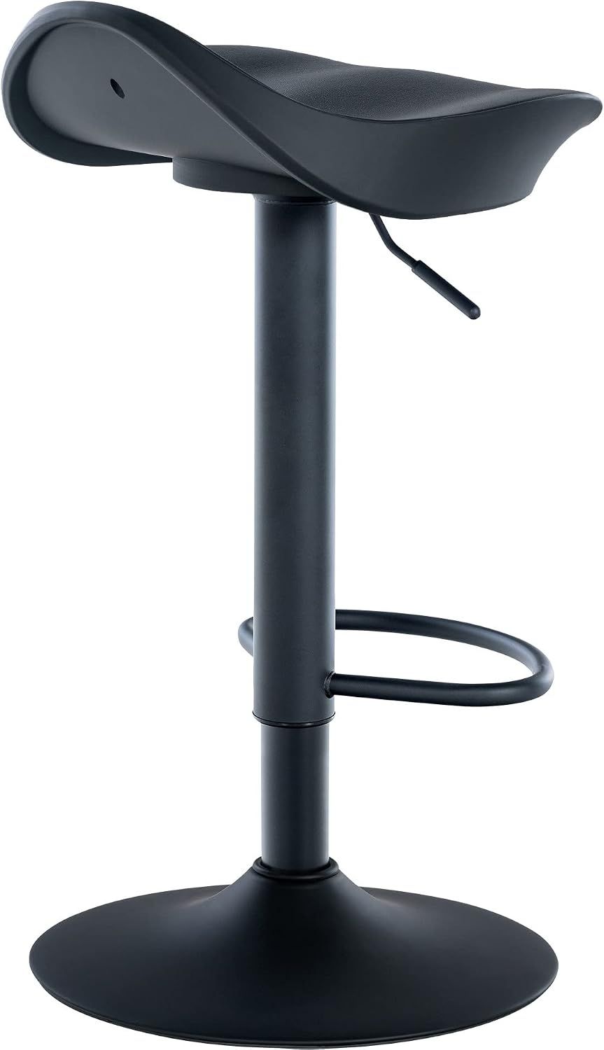Set of 2 Adjustable Black Faux Leather Bar Stools