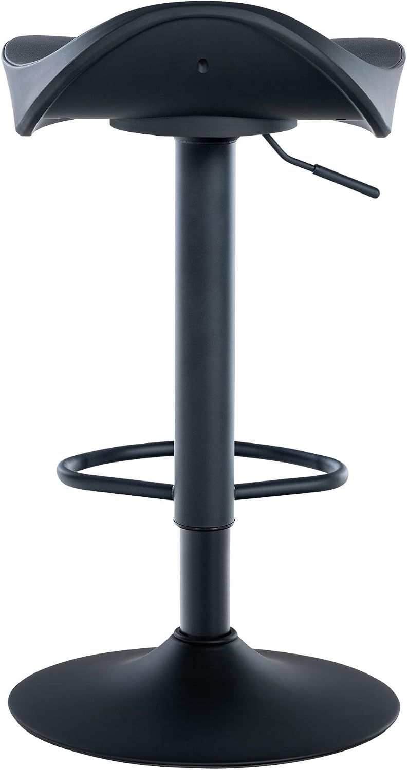 Set of 2 Adjustable Black Faux Leather Bar Stools