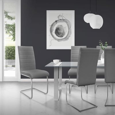 Set of 6 Ergonomic Cantilever Dining &amp; Office Chair – PU Leather Upholstered