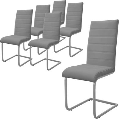 Set of 6 Ergonomic Cantilever Dining &amp; Office Chair – PU Leather Upholstered