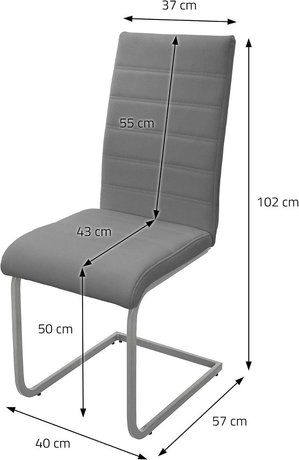 Set of 6 Ergonomic Cantilever Dining &amp; Office Chair – PU Leather Upholstered