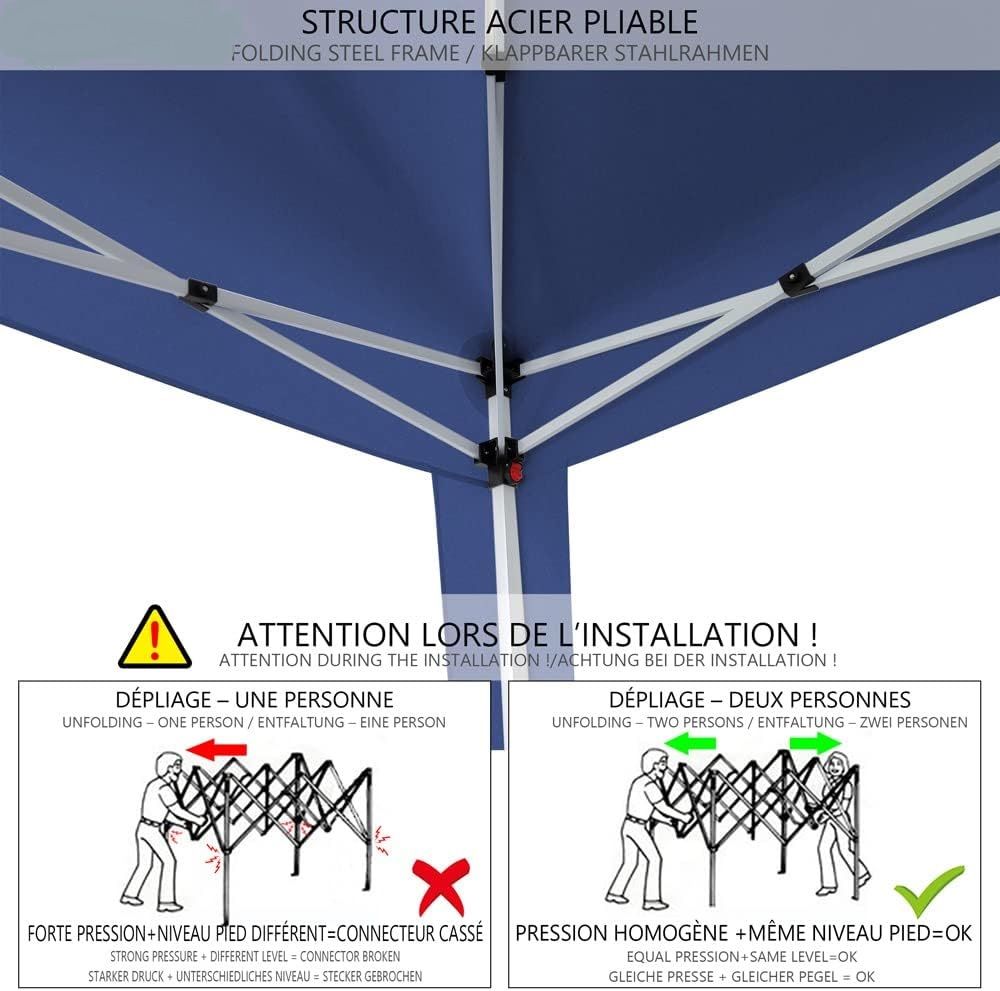 Steel Frame 3 × 3 m Pop-Up Folding Gazebo – Portable Outdoor Canopy | Tropical Style