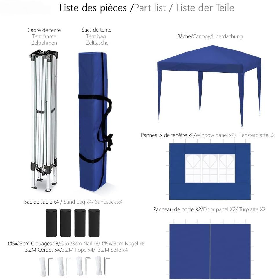 Steel Frame 3 × 3 m Pop-Up Folding Gazebo – Portable Outdoor Canopy | Tropical Style