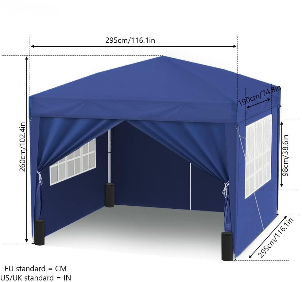 Steel Frame 3 × 3 m Pop-Up Folding Gazebo – Portable Outdoor Canopy | Tropical Style