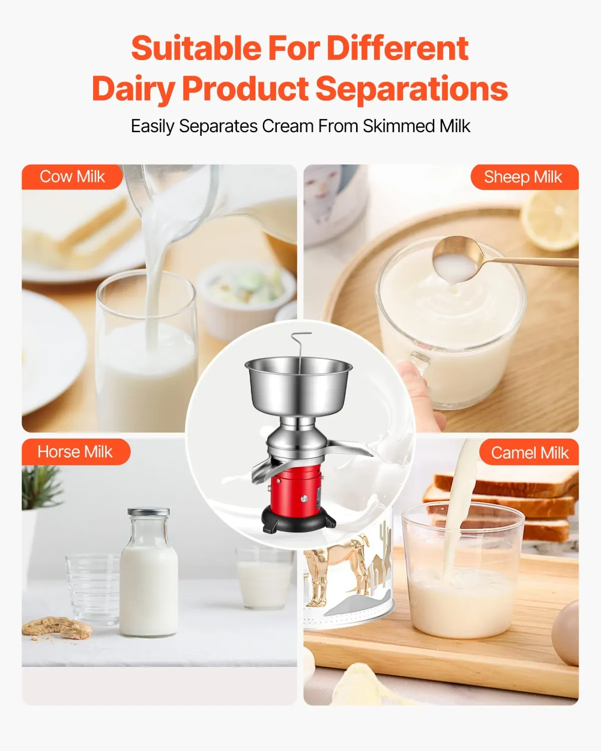 Electric Milk Cream Separator Machine 60L/H 10500RPM Stainless Steel Milk Skimmer 4.5L Bowl