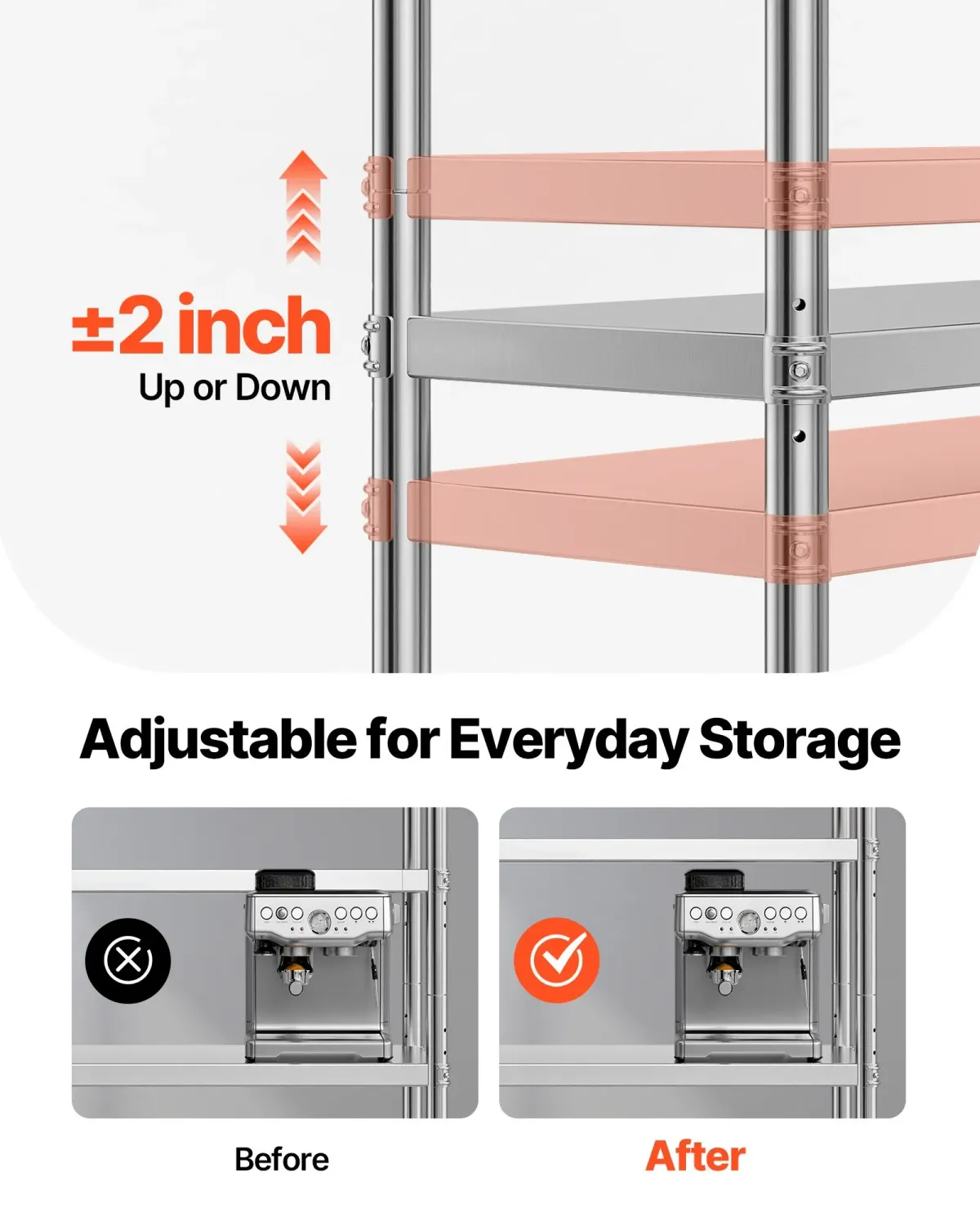 STAINLESS STEEL Storage Shelf – Adjustable Commercial Rack