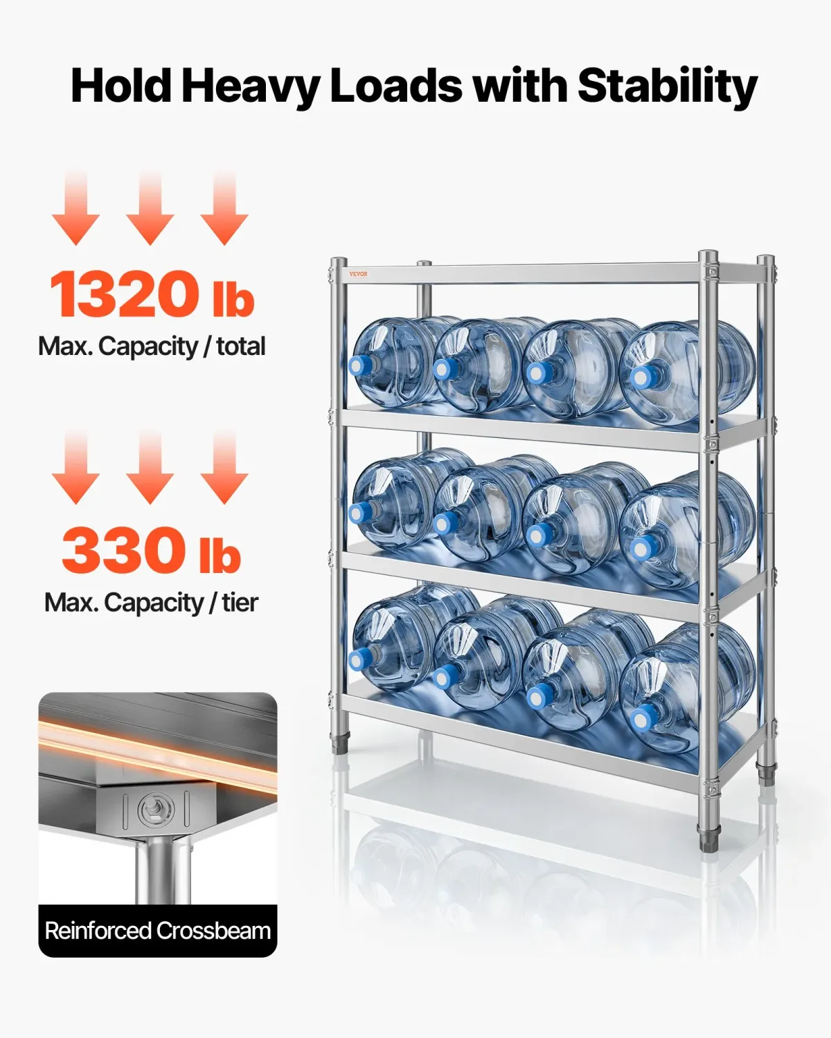 STAINLESS STEEL Storage Shelf – Adjustable Commercial Rack