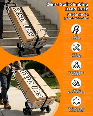 2-in-1 Aluminium Stair Climbing Trolley – 600lbs Heavy Duty 6-Wheel Hand Truck