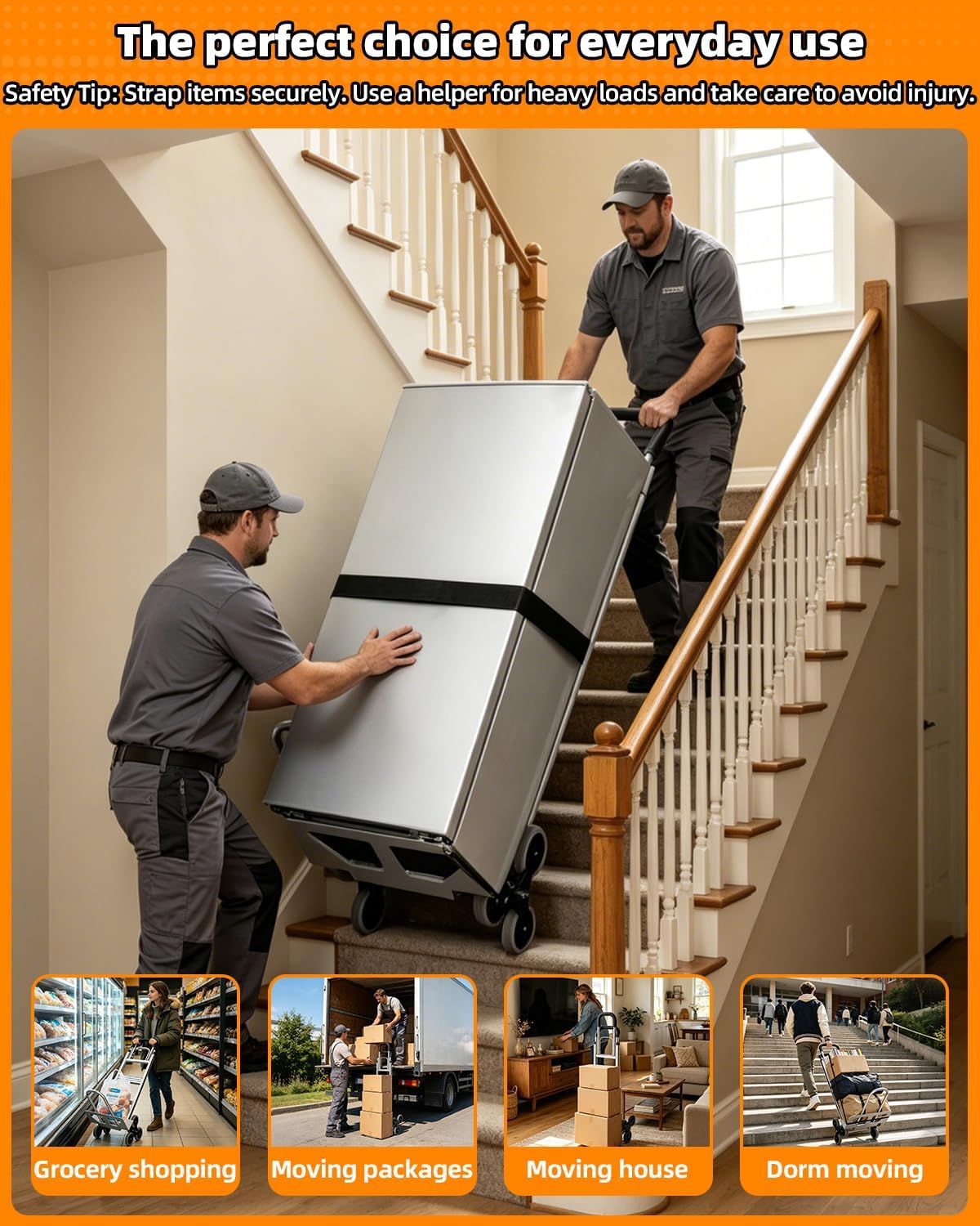 2-in-1 Aluminium Stair Climbing Trolley – 600lbs Heavy Duty 6-Wheel Hand Truck