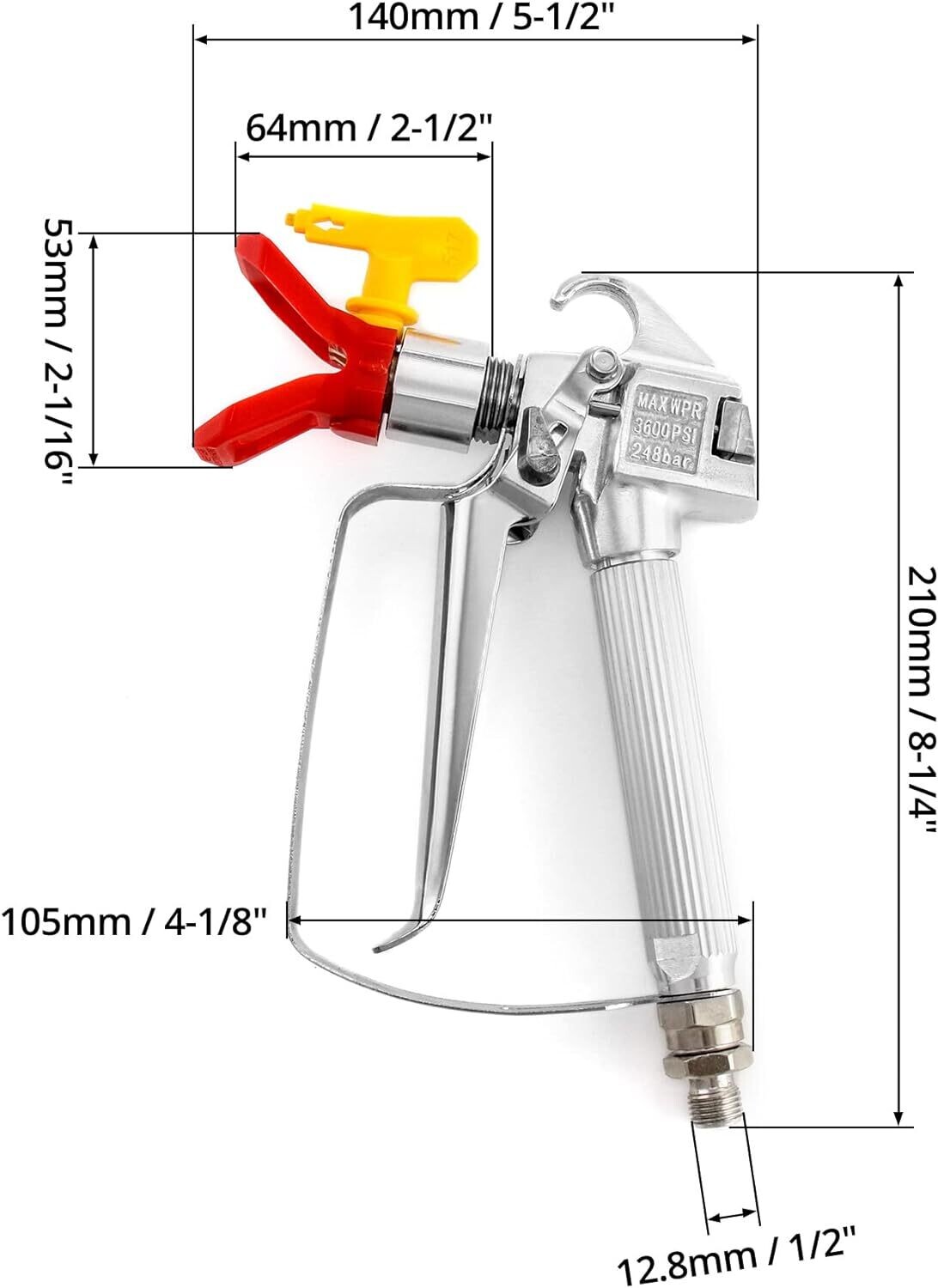 Airless Gun High Pressure with Nozzle Seat and 517 Nozzle for Paint Spray System, 3600 PSI / 250 BAR