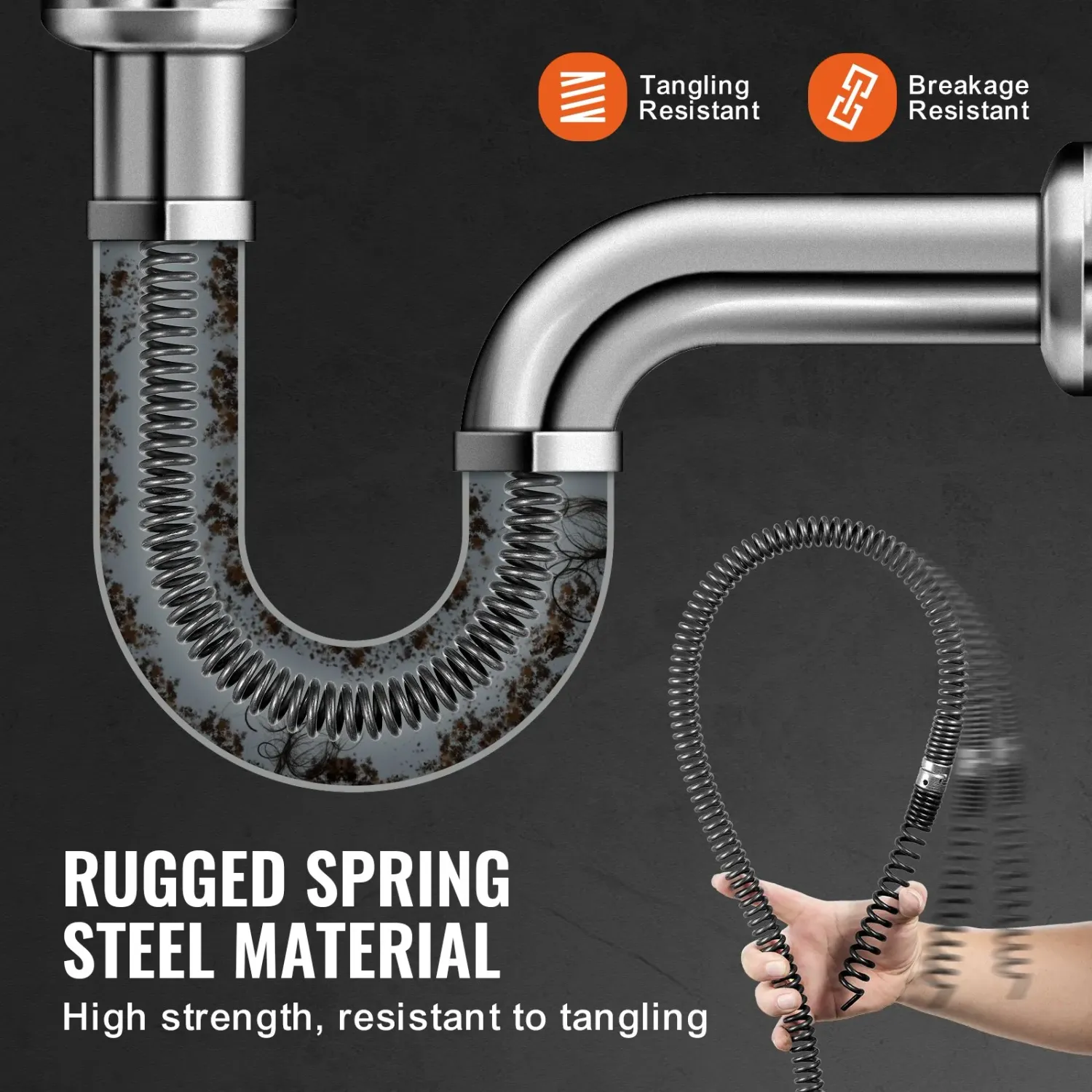 Solid Core Sectional Drain Cleaning Cable
