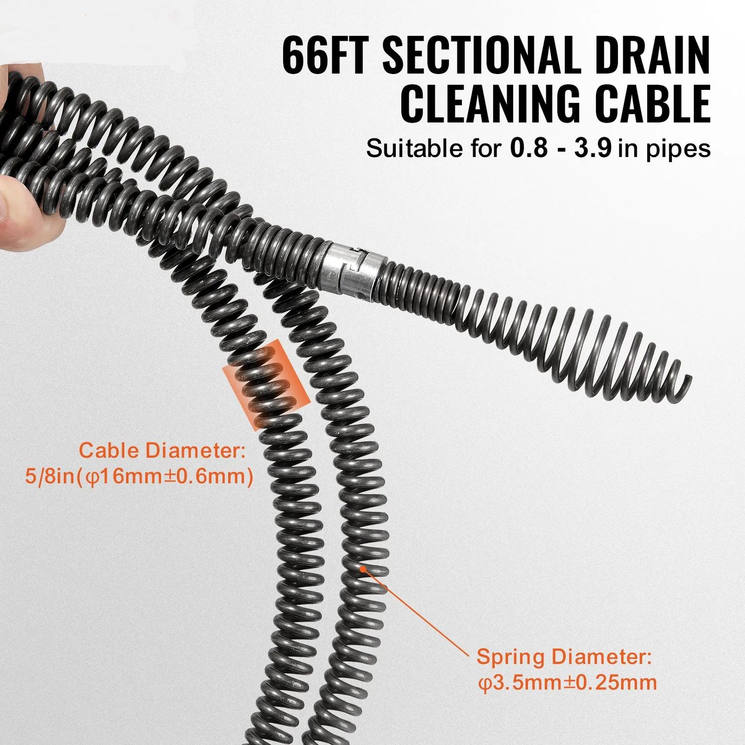 Solid Core Sectional Drain Cleaning Cable