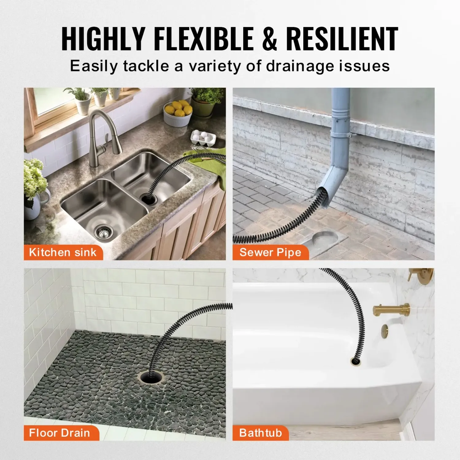 Solid Core Sectional Drain Cleaning Cable